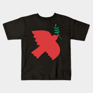 Red Christmas Dove Kids T-Shirt